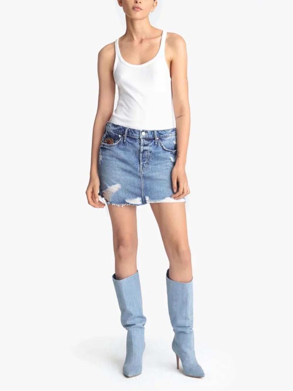MOTHER | The Vagabond Mini Fray Skirt